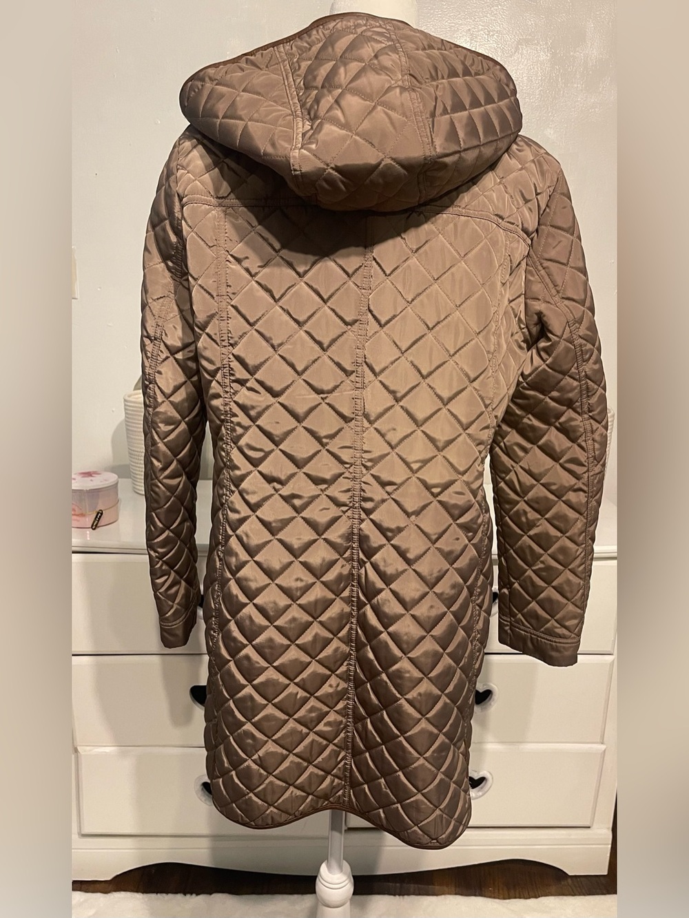 Ralph Lauren women’s Taupe Quilted Diamond-Pattern Puffer Jacket size L - Picture 7 of 13